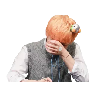 😭 orang, rambut oranye, penguin, sedih, melankolis, kesal telegram sticker