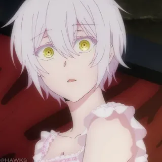 🧬 anime, portrait, white hair, yellow eyes, girl whatsapp sticker
