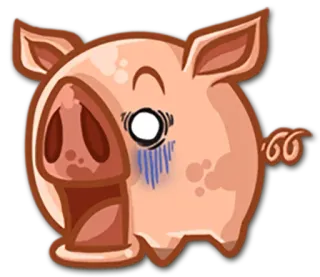 😱 porco, desenho animado, triste, chorando, adesivo, animal telegram sticker