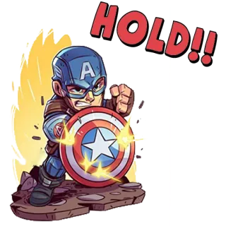 🛡 Captain America HOLD!! superhero, marvel, shield, captain america, avengers, cartoon telegram sticker