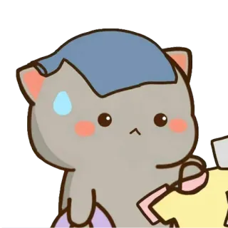 😟 kucing, kartun, imut, berkeringat, pastel, hewan telegram sticker