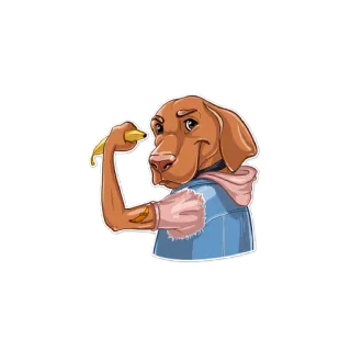 💪 cachorro, animal, banana, desenho animado, ilustração, animal de estimação telegram sticker