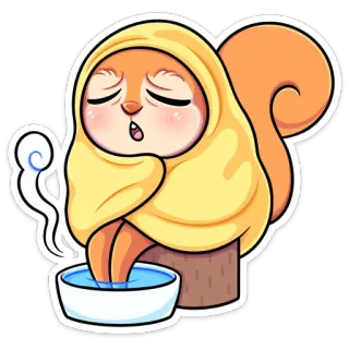 🤧 esquilo, doente, banho, desenho animado, fofo, animal telegram sticker