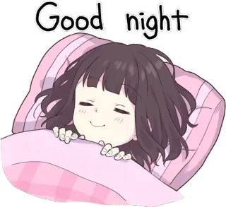 😪 Good night good night, sleep, cute, girl, pillow telegram sticker