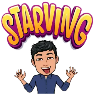 🤤 STARVING голодный, мультфильм, Bitmoji, еда, ест, юмор telegram sticker