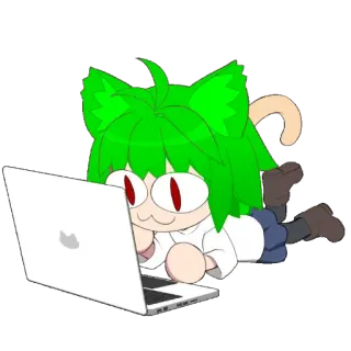 💼 Anime, Catgirl, Ordinateur, Meme, Dessin animé, Mignon whatsapp sticker