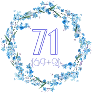 😅 71
(69+2) nomor 71, matematika, penjumlahan, bunga forget-me-not, karangan bunga telegram sticker