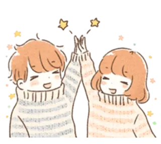 ✋ Piątka, Przyjaźń, Kreskówka, Szczęśliwy, Gwiazdy, Sweter, Radosny, Świętowanie telegram sticker