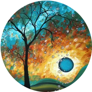🌳 tree, nature, art, painting, landscape, colorful whatsapp sticker