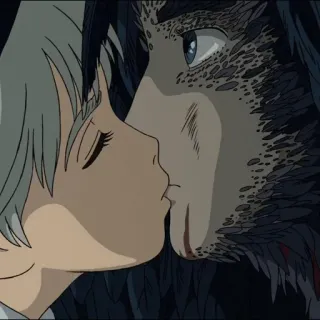 ⚜ Howl Howl's Moving Castle Anime, Beso, Romance, Fantasía, Pájaro, Personaje, El castillo ambulante, Studio Ghibli telegram sticker