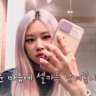 🍐 운 마음에 셀카를 남겨봅니 mujer, chica, selfie, teléfono, coreano, retrato telegram sticker