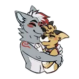 🤗 lobo, perro, abrazo, animal, dibujo animado, pegatina telegram sticker