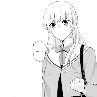 😒 ...... anime, chica, manga, uniforme escolar, linda, bocadillo de diálogo telegram sticker