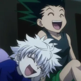 😂 Gon Freecss Hunter x Hunter Anime, Cartoon, Fröhlich, Freunde, Lächeln telegram sticker