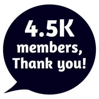 😵 4.5K members, Thank you! obrigado, membros, celebração, comunidade telegram sticker