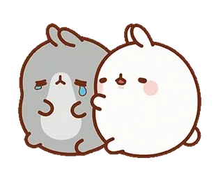 😢 mignon, lapin, Molang, triste, kawaii, émotionnel, ami, soutien telegram sticker