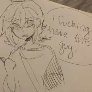 🤙 i fucking hate this guy. anime, hate, swear word, sketch, offensive telegram sticker
