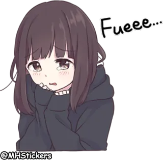 😢 Fueee... Anime, Garota, Triste, Fofo, Adesivo telegram sticker