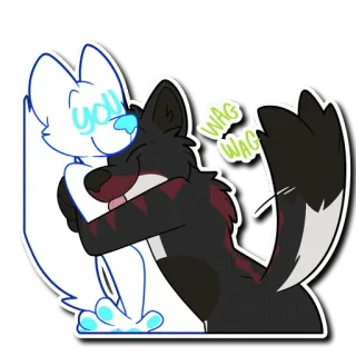 🤗 you WAG WAG furry, hug, wolf, canine, cartoon, wag, happy telegram sticker