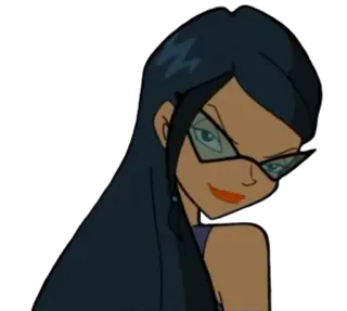 😇 Icy Winx Club bruxa, gelado, vilão, óculos, desenho animado telegram sticker