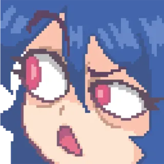 😒 anime, pixel art, portrait, cartoon, face, close-up telegram sticker