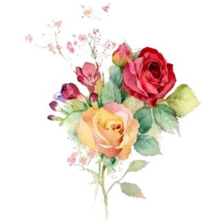 🌹 flower, bouquet, roses, floral arrangement, watercolor, nature, art telegram sticker