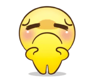 ☹ emoji, smutny, płacz, żółty, słodki, kawaii whatsapp sticker