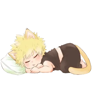 😴 Bakugo Katsuki My Hero Academia anime, kat, slapen, kawaii, schattig telegram sticker