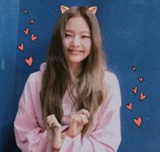✨ curly woman, girl, cat ears, hearts, smile, cute telegram sticker