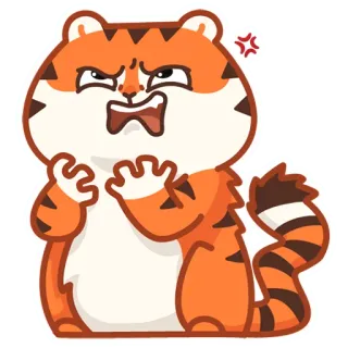 😡 tiger, angry, cartoon, animal, expression, frustrated telegram sticker