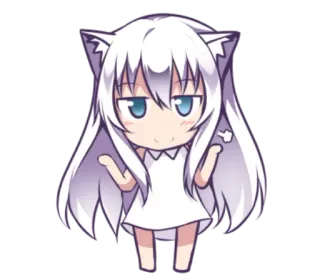 😕 Anime, Chibi, Kawaii, Chica gato, Lindo whatsapp sticker