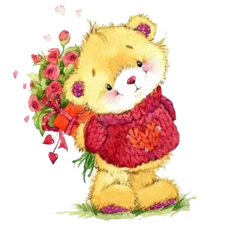 💐 teddy bear, flowers, heart, gift, cute, valentine's day, love telegram sticker