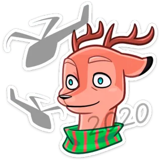 😐 rusa, kartun, hewan, syal, ilustrasi, stiker telegram sticker