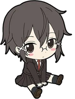 😕 Аниме, Девушка, Очки, Школьная форма, Чиби telegram sticker