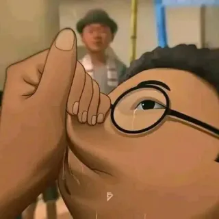 😊 nose, thumb, gesture, person, glasses, cartoon, funny, troll telegram sticker
