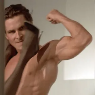💪 Patrick Bateman American Psycho Christian Bale, Axt, Muskeln, Bauchmuskeln whatsapp sticker