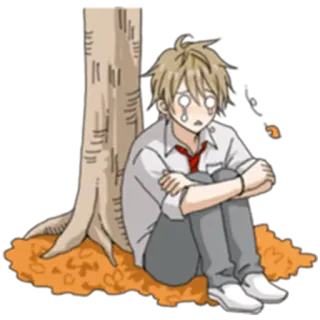 😢 sad, crying, anime, boy, emotional, lonely telegram sticker