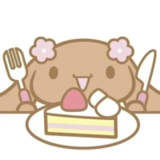 🌟 süß, Cartoon, Kuchen, Dessert, Essen, Kawaii, Gabel, Messer telegram sticker