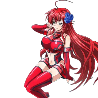 💃 Rias Gremory High School DxD Anime, cabelo ruivo, garota, demônio, ecchi telegram sticker