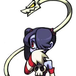 😯 Squigly Skullgirls anime, girl, skull, videogame telegram sticker