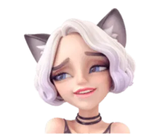 😊 Аниме, Девушка, Кошачьи ушки, Мультфильм, Наклейка, Портрет telegram sticker
