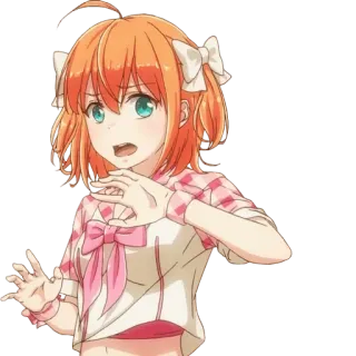 😟 Anime, Ragazza, Personaggio, Carino, Capelli arancioni, Cartone animato telegram sticker