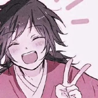 😁 Anime, Tanda perdamaian, Lucu, Senang telegram sticker