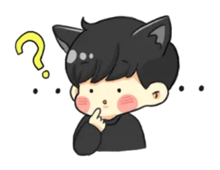 🤔 telinga kucing, berpikir, pertanyaan, imut, kartun, anime whatsapp sticker