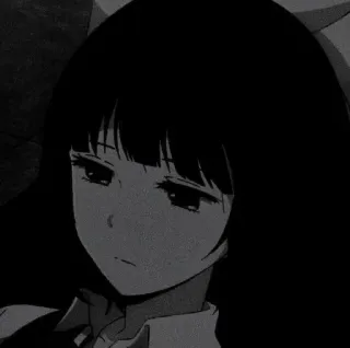 🖇 anime girl, sad, dark, emotional, monochrome telegram sticker
