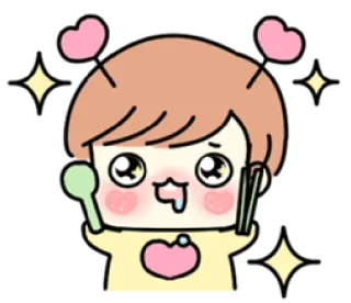 🤤 imut, kawaii, kartun, makanan, sendok, sumpit, anime telegram sticker