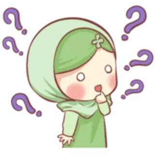 🤔 Hijab, Muslim, Frage, Denken, Cartoon, Anime, Süß whatsapp sticker