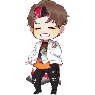 🤘 TSUKIHII 치비, 만화, 애니메이션, 반다나, 재킷, 귀여운, 그림 telegram sticker