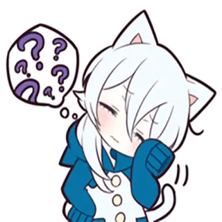 😫 Anime, Katmeisje, Schattig, Verward, Vraagtekens, Denken whatsapp sticker