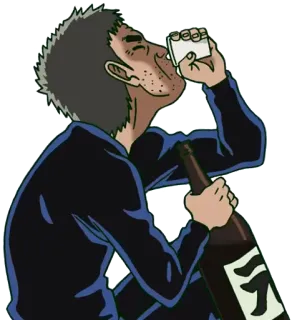 🍾 Trinken, Alkohol, Sake, Mann, Anime whatsapp sticker